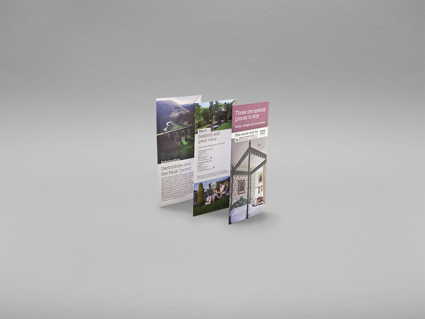chatsworth house, derbyshire, holiday accomodation leaflet, print design bakewell