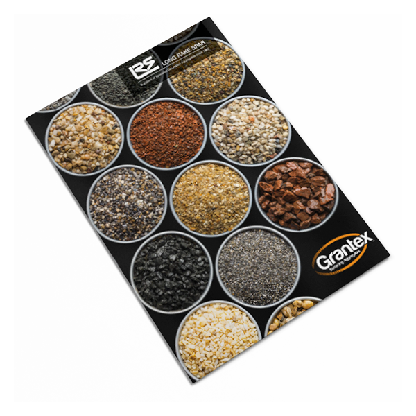 Long rake spar, grantex brochure, decorative aggregate, print, design for print, brochure, leaflet, catalog, graphic design
