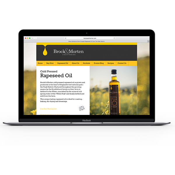 brock and morten, cold pressed rapeseed oil, Web Design, website, development, programming, responsive, mobile, device, derbyshire, sheffield